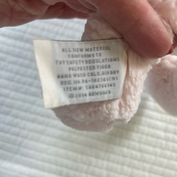 Demdaco- Nat & Jules Pink and White Fluffy Stuffed Bunny - Picture 6 of 7